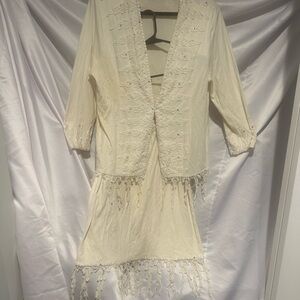 Elegant Cream Long Sleeve Dress